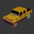Yellow Military Pickup Truck Off Road Exterior Design With Durable Wheels