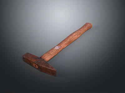 Vintage Wooden Handle Metal Head Hammer As Traditional Weapon Design Piece 3d model