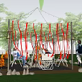 Enchanting Night Garden Landscape With Illuminated Pergola String Lights Fire Pits And Green Grass