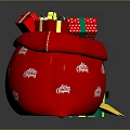 Red Christmas Gift Bag Filled With Colorful Gifts Green Box And Yellow Star