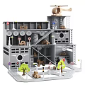 Kids Playground With Multi Level Structure Stairs Platforms Traffic Signs Toy Cars And Trees
