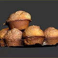 Freshly Baked Stack Of Golden Brown Muffins Topped With Sugar Sprinkles