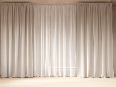 White Linen Curtains with Flowing Drapes for Window in Modern Home Decor 3d model