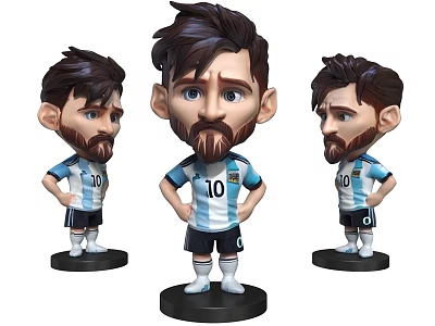 Messi Dolls in Argentina Blue White Striped Jersey Number 10 Three Angles 3d model