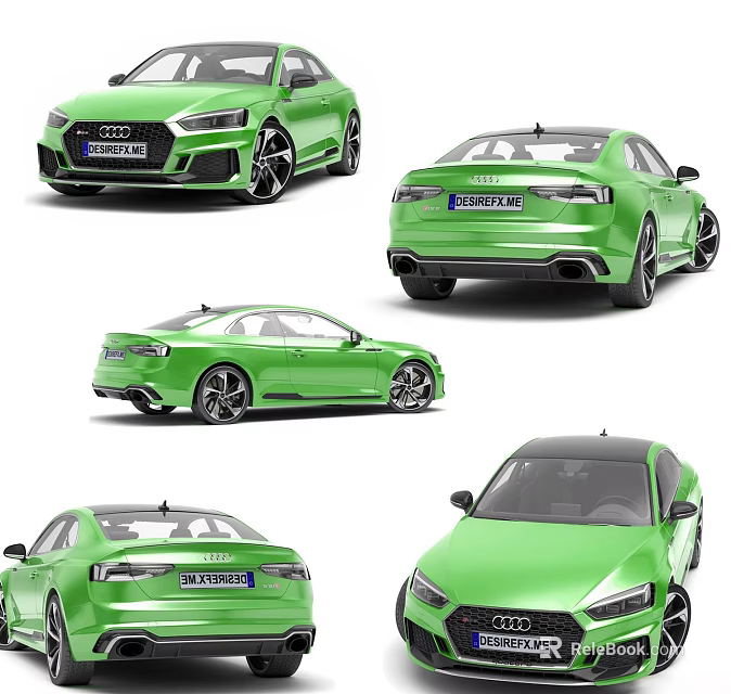 Green Audi Sporty Sedan Car Design With Multiple Angles View 3d model 
