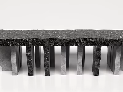 Modern Dining Table With Black Marble Top And Sleek Metal Legs Design 3d model