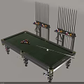 Premium Billiard Table with Green Felt Surface Billiard Balls and Cue Racks for Home Entertainment