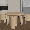 Modern children's table and chair combination 3d model