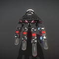 Futuristic Robotic Hand With Metallic Structure Red And Blue Illuminated Joints And Components