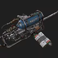 Pneumatic Weapon With Blue Gas Tank Metal Structure Long Rod And Cylinder