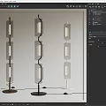 Modern Floor Lamps With Rectangular Transparent Shades And Black White Metal Frames 3d model