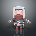 Low Poly 3D Cartoon Character Design Of Hooded Bearded Adventurer With Backpack And Belt