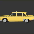 Vintage Yellow Taxi Car With Classic Design And Roof TAXI Sign