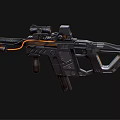 Futuristic Tactical Rifle With Advanced Scope Orange Glowing Elements And Black Ergonomic Design