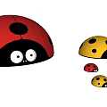 Colorful Ladybugs With Red And Yellow Shells And Black Spots