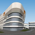 Modern Commercial Complex Architecture With Curved Facade And Glass Windows 3d model