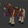 Realistic 3D Model of Brown And White Horse With Saddle And Bridle