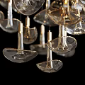 Elegant Modern Glass Chandelier With Multiple Hanging Transparent Metallic Design Elements