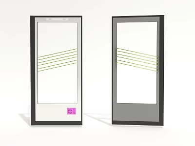 Car Window Glass Components With Black Frames Green Lines And Pink Indicators 3d model