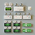 Various Wall Mounted Safety Exit Signs And Fire Emergency Alarm Devices