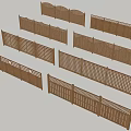 Wooden Garden Fences With Various Decorative Patterns And Panel Designs 3d model
