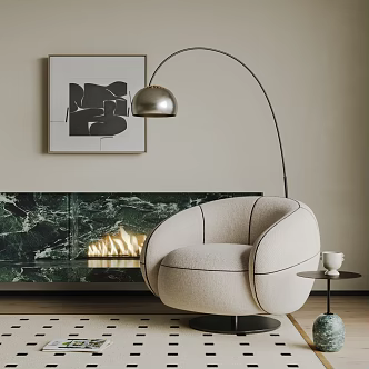 Modern Single-person Sofa Quiet Single-person Sofa Fireplace Carpet Floor Lamp Lazy Sofa Leisure Sofa 3d model