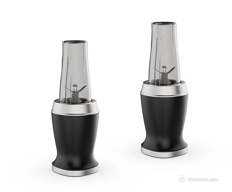 Two Black And Silver Blenders With Transparent Jars And Modern Design 3d model
