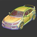 Yellow Honda Sports Car With Rear Spoiler And Sporty Body Design