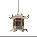 Traditional Ancient Architecture Lantern With Intricate Lattice Design Eave Like Top And Decorative Base