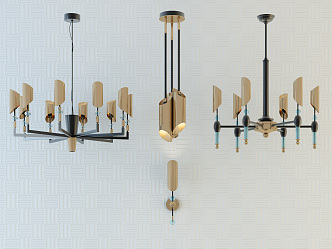 Light luxury lamps combination chandelier 3d model