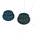 Two Blue Green Ceramic Jars With Crackle Texture And Lids On White Background