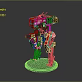 Detailed Red and Black Robot Character With Articulated Arms And Mechanical Design