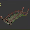 Rustic Wooden Arch Bridge Design with Weathered Planks and Ornate Railings for Gardens