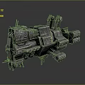 Detailed Sci Fi Spaceship Model With Metallic Texture Modular Structure Weapon Systems And Bottom Glow