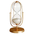 Decorative Ornament Hourglass With Black Metal Frame Transparent Glass And White Sand