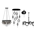 Various Crystal Chandelier Designs With Hanging Pendants And Round Decorative Elements 3d model