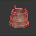 Rustic Vintage Wooden Bucket With Metal Hoops For Daily Household Use