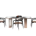 New Chinese Dining Table and Chair Combination Rectangular Dining Table and Chair 3d model
