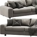 Modern Cozy Gray Two Seater Sofa With Decorative Pillows And Throw Blanket 3d model