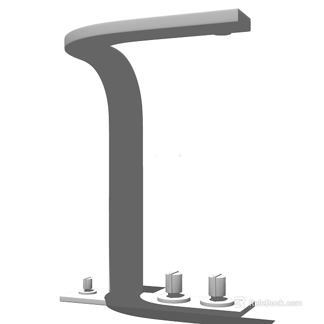 Modern Curved Faucet With Sleek Metallic Body And Minimalist Design 3d model 