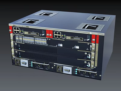 Advanced Computer Server System With Multiple Ports Slots And Metal Cooling Case 3d model