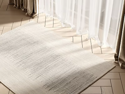 Square Textured Cream Carpet On Light Wooden Floor With Curtains And Natural Light 3d model