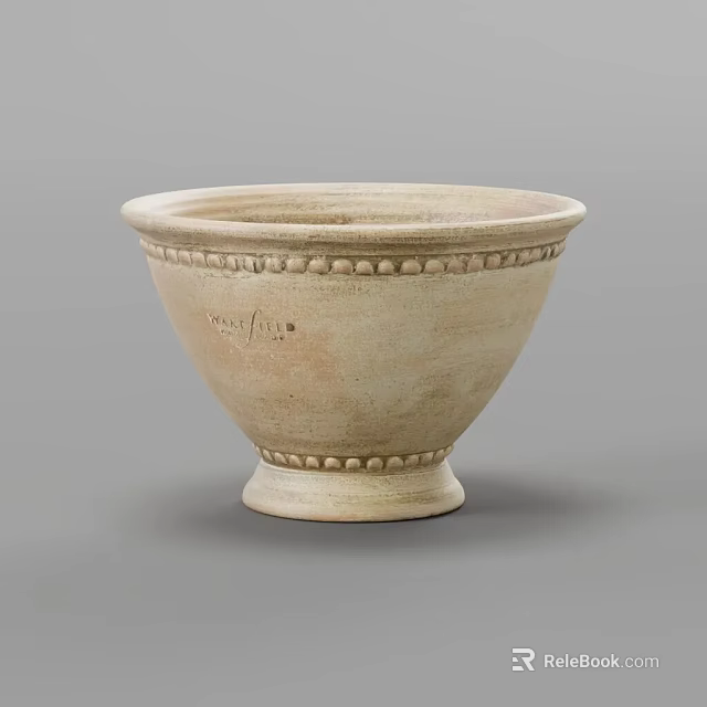 Bonsai Potted Plant Ceramic Planter With Beige Color And Decorative Bumps Base 3d model 