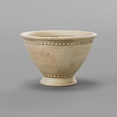 Bonsai Potted Plant Ceramic Planter With Beige Color And Decorative Bumps Base 3d model
