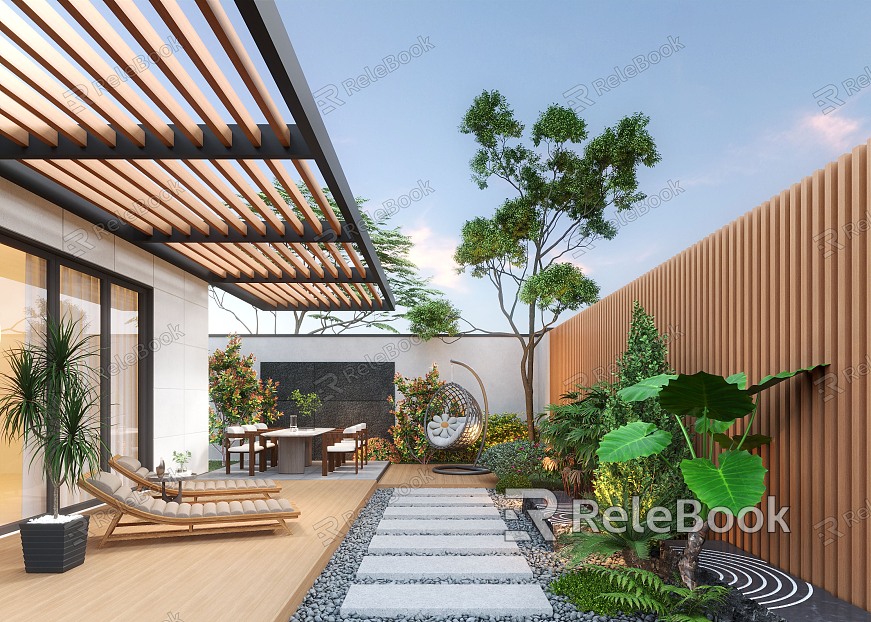 Courtyard Home Courtyard Villa Courtyard Courtyard Landscape Leisure Courtyard Garden Landscape Plant Lounger model