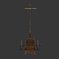 Antique Wooden Hand Cart Featuring Metal Accents And Ornate Wheel Design