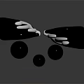Modern Silver Curved Decorative Ornament Set with Black Spheres and Reflective Finish