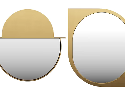 Modern Bathroom Mirrors With Gold Frame And Circular Contemporary Design Elements 3d model