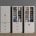 White Office Storage Cabinets With Glass Doors Drawers And Organized Files