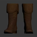 Stylish Brown Leather Knee High Boots With Fold Over Cuff And Decorative Buckles